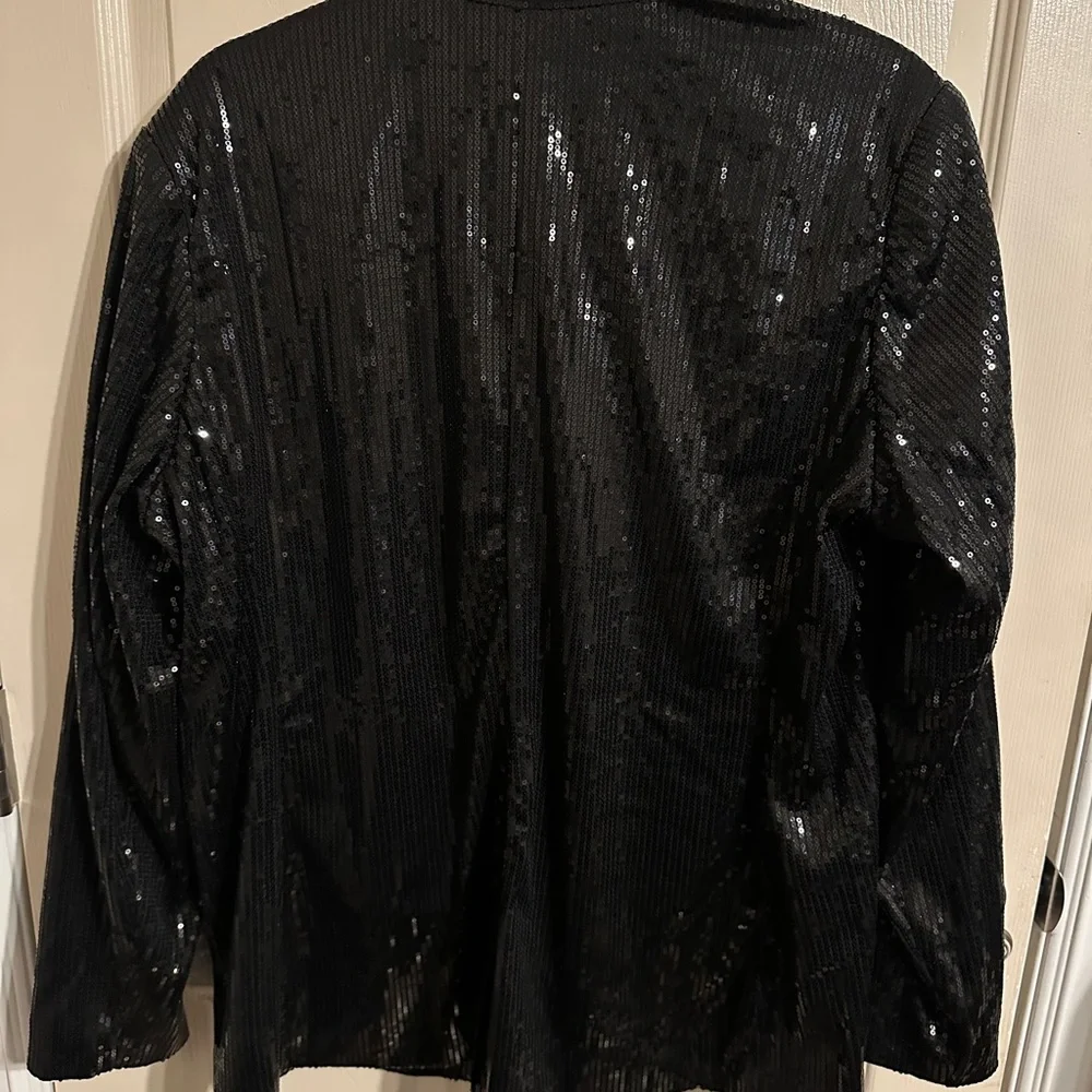 Nine West All Over Sequin One Button Blazer, Black, Sz XXL - Picture 6 of 13
